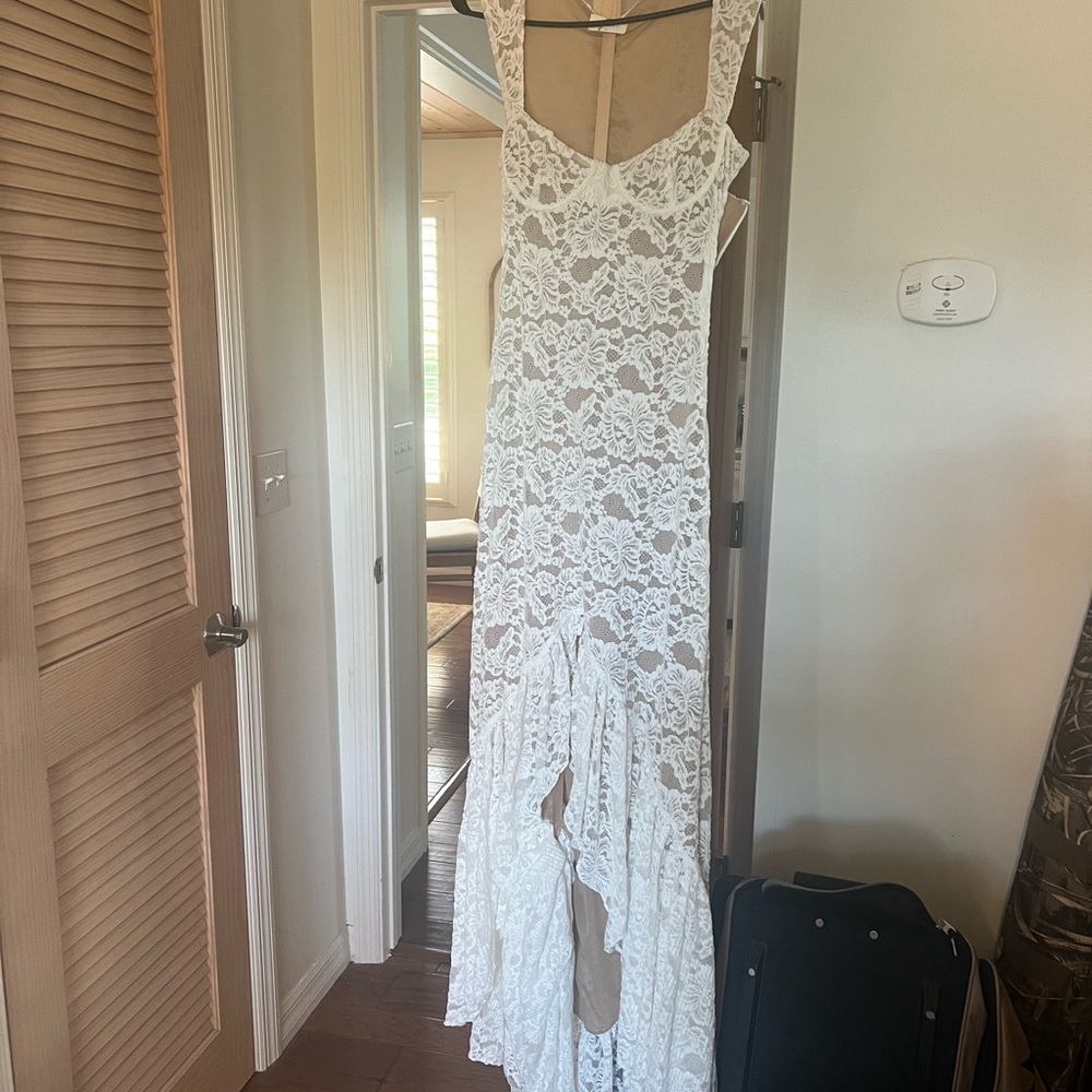 Meshki White Lace Maxi Dress